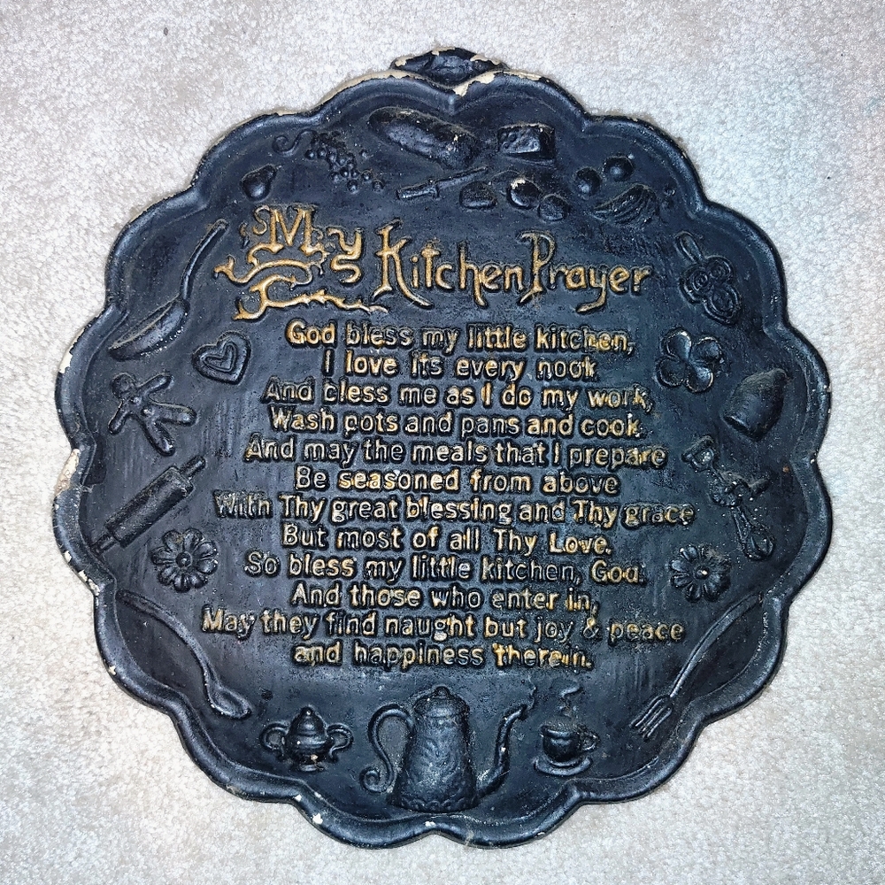 Decorative Kitchen Prayer Plaque - Black